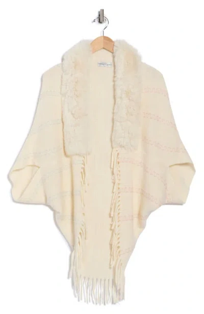 Patrizia Luca Faux Fur Fringe Cape In Neutral