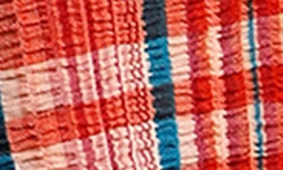 Vismaya Plaid Seersucker Wool Blend Fringe Scarf In Multi