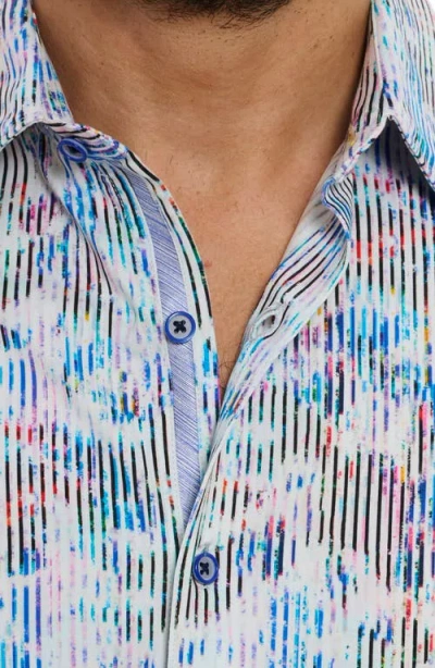 Robert Graham Delray Stripe Cotton Knit Button-up Shirt In Multi