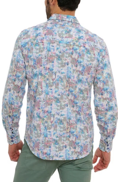 Robert Graham Delray Stripe Cotton Knit Button-up Shirt In Multi