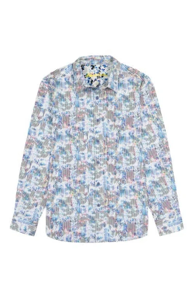 Robert Graham Delray Stripe Cotton Knit Button-up Shirt In Multi