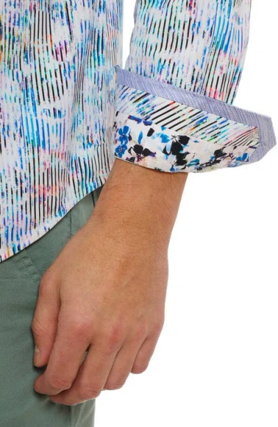 Robert Graham Delray Stripe Cotton Knit Button-up Shirt In Multi