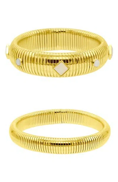 Adornia Set Of 2 Omega Stretch Bracelets In Gold