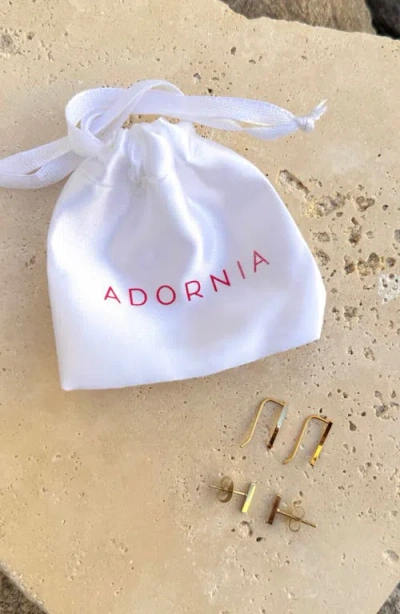 Adornia Set Of 2 Bar & Ear Climber Earrings In Gold