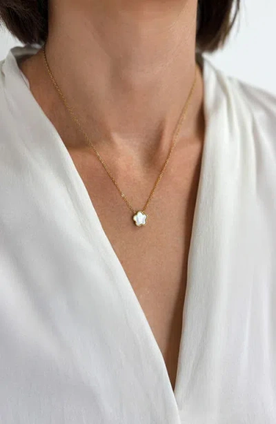 Adornia Set Of 2 Mother-of-pearl Clover Pendant Necklaces In Gold