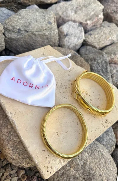 Adornia Set Of 2 Omega Stretch Bracelets In Gold