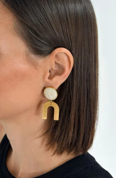 Adornia Set Of 2 Arch Statement Drop Earrings In Gray