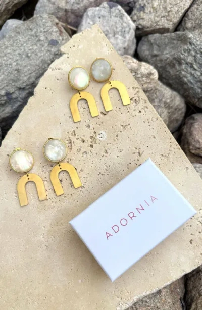 Adornia Set Of 2 Arch Statement Drop Earrings In Gray