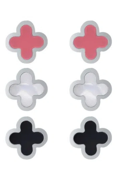 Adornia Set Of 3 Clover Stud Earrings In Multi