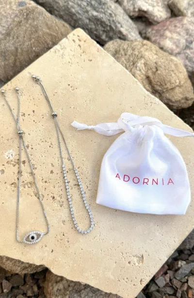 Adornia Set Of 2 Evil Eye & Tennis Bracelets In Silver