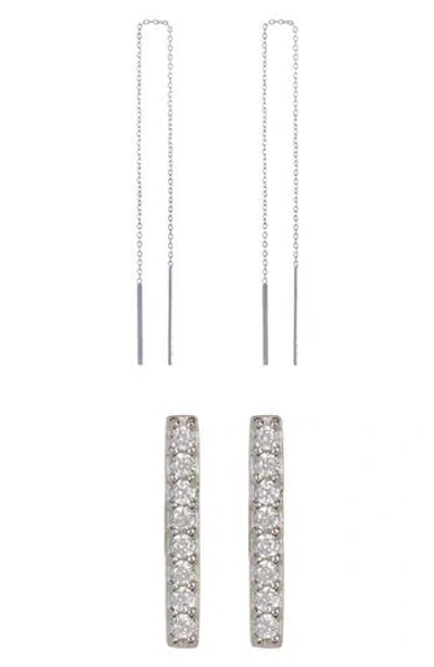 Adornia Set Of 2 Bar & Threader Earrings In Transparent
