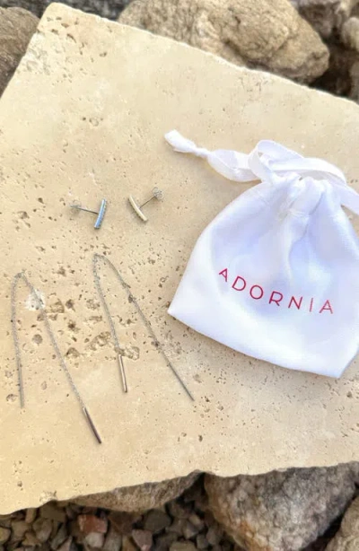 Adornia Set Of 2 Bar & Threader Earrings In Transparent