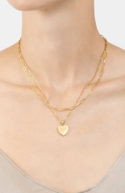 Adornia Pendant Necklaces, Bracelet & Hoop Earrings Set In Gold