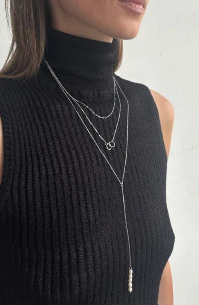 Adornia 2 Lariat Necklaces & Stud Earrings Set In Silver