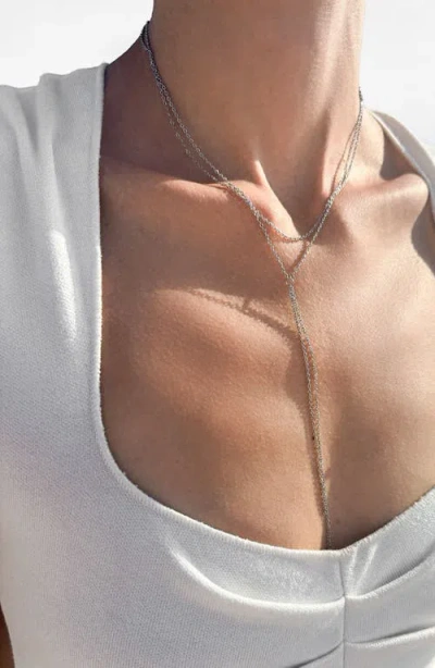 Adornia 2 Lariat Necklaces & Stud Earrings Set In Silver