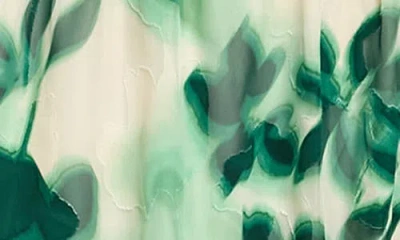 London Times Floral Ruffle Chiffon A-line Dress In Green