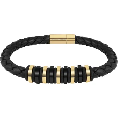 Geoffrey Beene Ornaments Braided Leather Bracelet In Multi