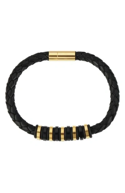 Geoffrey Beene Ornaments Braided Leather Bracelet In Multi