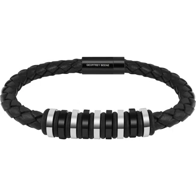 Geoffrey Beene Ornaments Braided Leather Bracelet In Multi