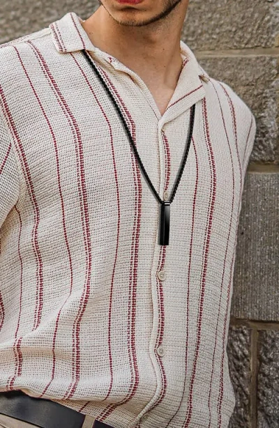 Geoffrey Beene Vertical Bar Pendant Necklace In Black