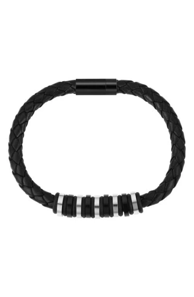 Geoffrey Beene Ornaments Braided Leather Bracelet In Multi