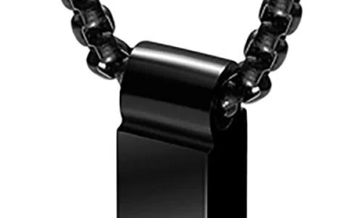 Geoffrey Beene Vertical Bar Pendant Necklace In Black