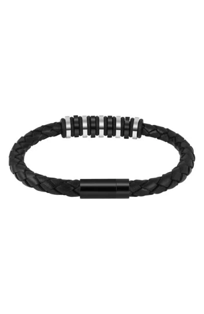 Geoffrey Beene Ornaments Braided Leather Bracelet In Multi