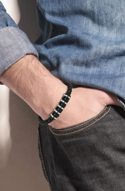 Geoffrey Beene Ornaments Braided Leather Bracelet In Multi