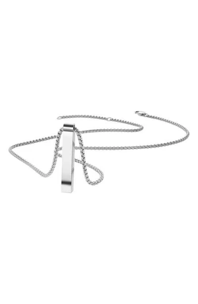 Geoffrey Beene Vertical Bar Pendant Necklace In Silver