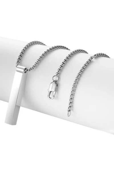 Geoffrey Beene Vertical Bar Pendant Necklace In Silver