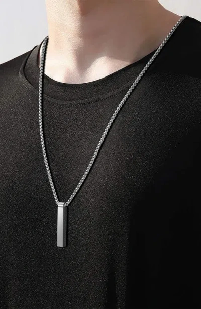 Geoffrey Beene Vertical Bar Pendant Necklace In Silver