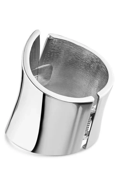 Jardin Wide Hinged Asymmetric Cuff Bracelet In White