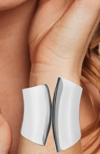 Jardin Wide Hinged Asymmetric Cuff Bracelet In White