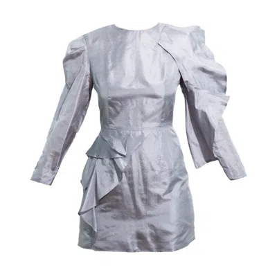 Karolina Ozolinsiute Women's Silver / Grey Arianel Silver Silk Party Mini Dress In Gray