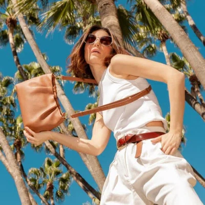 Esin Akan Wimbledon Midi Leather Clutch Crossbody Bag In Pink