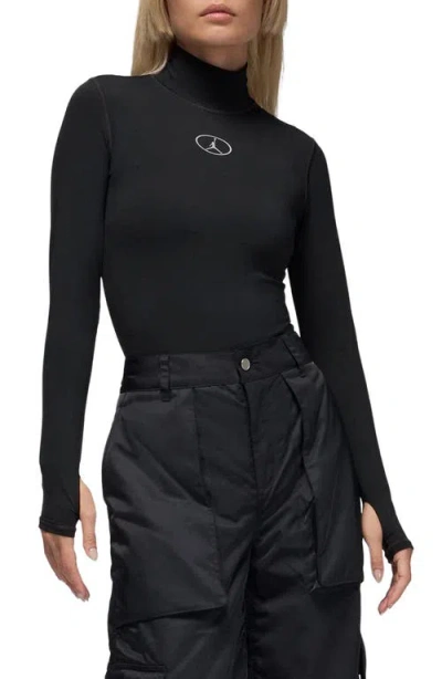 Jordan Flight Mountainside Long Sleeve Thong Bodysuit In Black