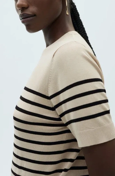 Mango Short Sleeve Sweater In Brown