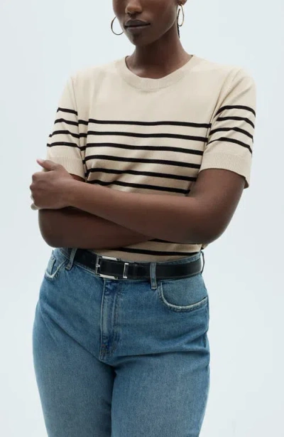 Mango Short Sleeve Sweater In Brown