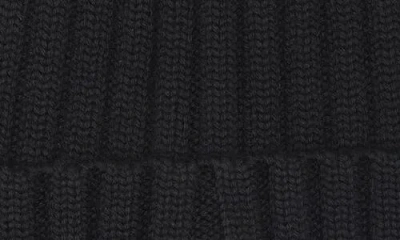 Moncler Logo Patch Cuff Virgin Wool Rib Beanie In Black
