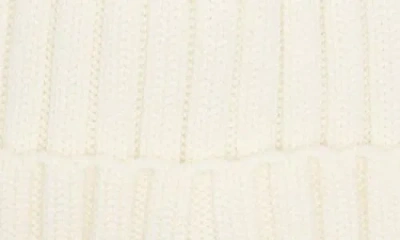 Moncler Ribbed Beanie With Embroidered Logo Detail In White