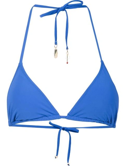 Stella Mccartney 'timeless Basics' Triangle Bikini Top In Blue