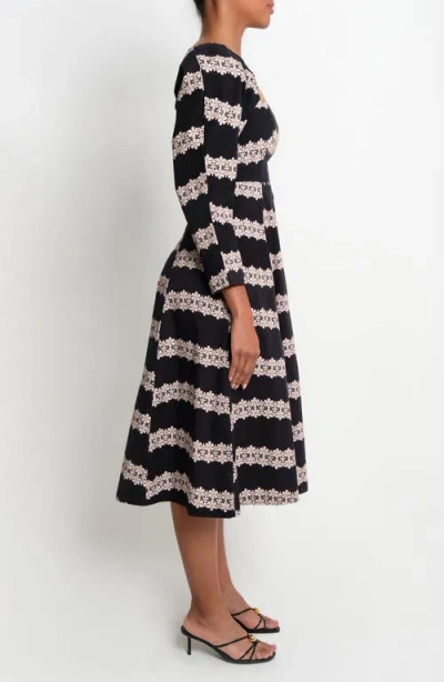 The Lulo Project Square Dance Stretch Cotton Midi Dress In Multi