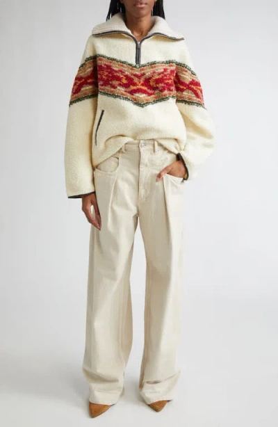Isabel Marant Étoile Marner Oversize Half Zip Jumper In Neutral
