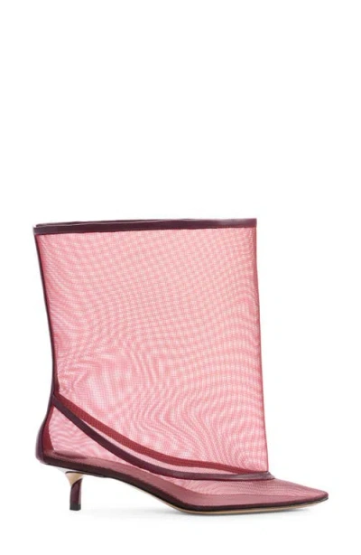 Jacquemus Les Bottes Tourni Short Mesh Bootie Pump In Burgundy