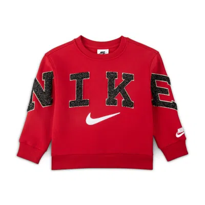 Nike Club Little Kids' Chenille Fleece Crew In Red