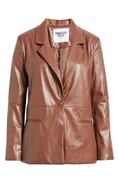 Princess Polly Morrison Faux Leather Blazer In Brown