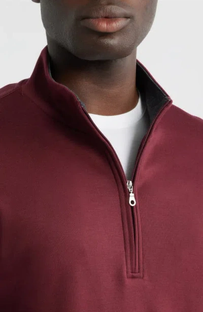 Scott Barber Pima Cotton Interlock Quarter Zip Pullover In Brown