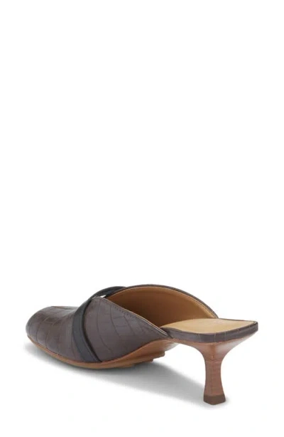 Ganni Sue Heeled Croco Mules Chocolate Fondant In Brown