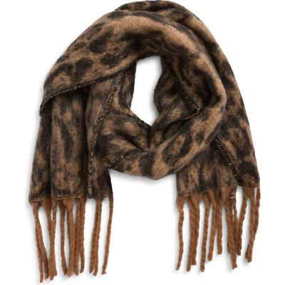 Bp. Fringe Blanket Scarf In Brown