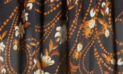 Farm Rio Tie-neck Floral-print Georgette Mini Dress In Black